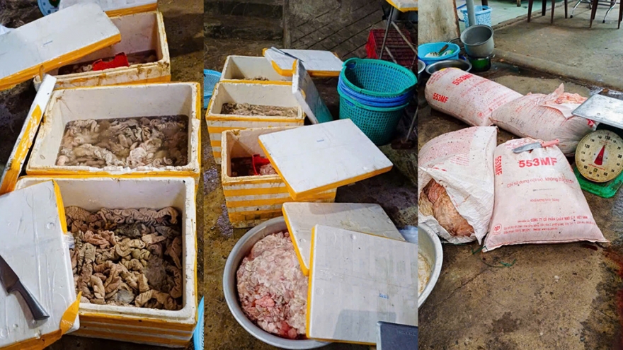 Phạt cơ sở xả thải ô nhiễm, tàng trữ nội tạng động vật không rõ nguồn gốc
